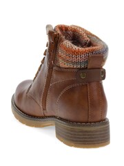 Pavers Brown Knitted Cuff Ankle Boots - Image 3 of 5