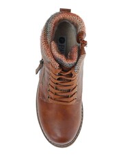 Pavers Brown Knitted Cuff Ankle Boots - Image 4 of 5