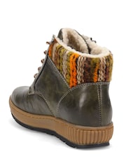 Pavers Green Knitted Cuff Lace-Up Boots - Image 3 of 5
