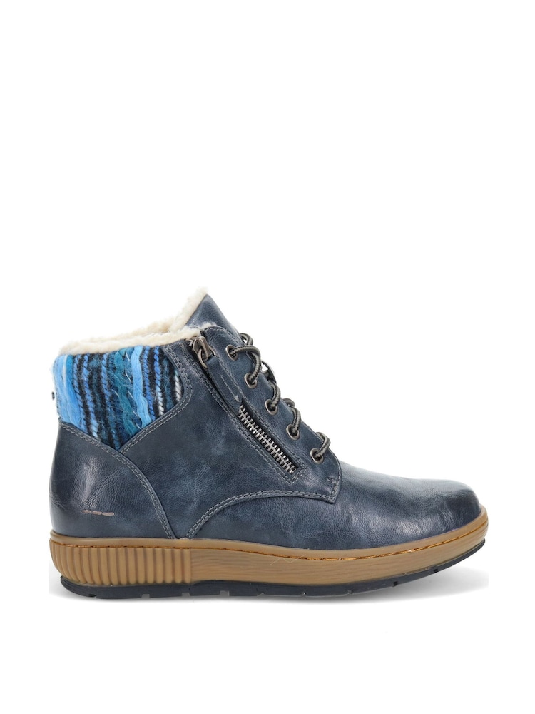 Pavers Blue Knitted Cuff Lace-Up Boots - Image 1 of 5