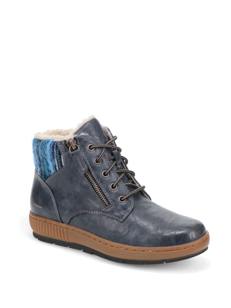 Pavers Blue Knitted Cuff Lace-Up Boots - Image 2 of 5