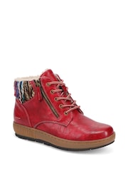 Pavers Red Knitted Cuff Lace-Up Boots - Image 2 of 5