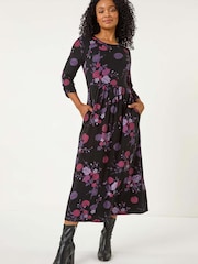 Roman Purple Petite Floral Midi Dress - Image 1 of 5