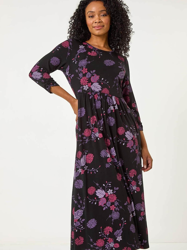 Roman Purple Petite Floral Midi Dress - Image 2 of 5