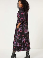 Roman Purple Petite Floral Midi Dress - Image 3 of 5