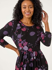 Roman Purple Petite Floral Midi Dress - Image 4 of 5