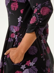 Roman Purple Petite Floral Midi Dress - Image 5 of 5
