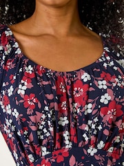 Roman Red Petite Gathered Floral Dress - Image 5 of 5