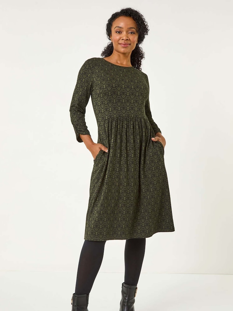 Roman Green Petite Paisley Print Pocket Dress - Image 2 of 5