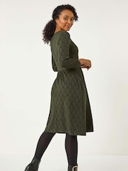 Roman Green Petite Paisley Print Pocket Dress - Image 3 of 5