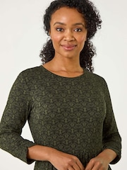Roman Green Petite Paisley Print Pocket Dress - Image 4 of 5