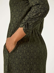 Roman Green Petite Paisley Print Pocket Dress - Image 5 of 5