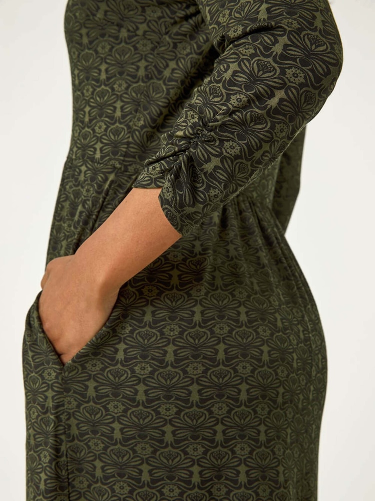 Roman Green Petite Paisley Print Pocket Dress - Image 5 of 5