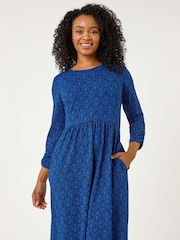Roman Blue Petite Paisley Print Pocket Dress - Image 1 of 5