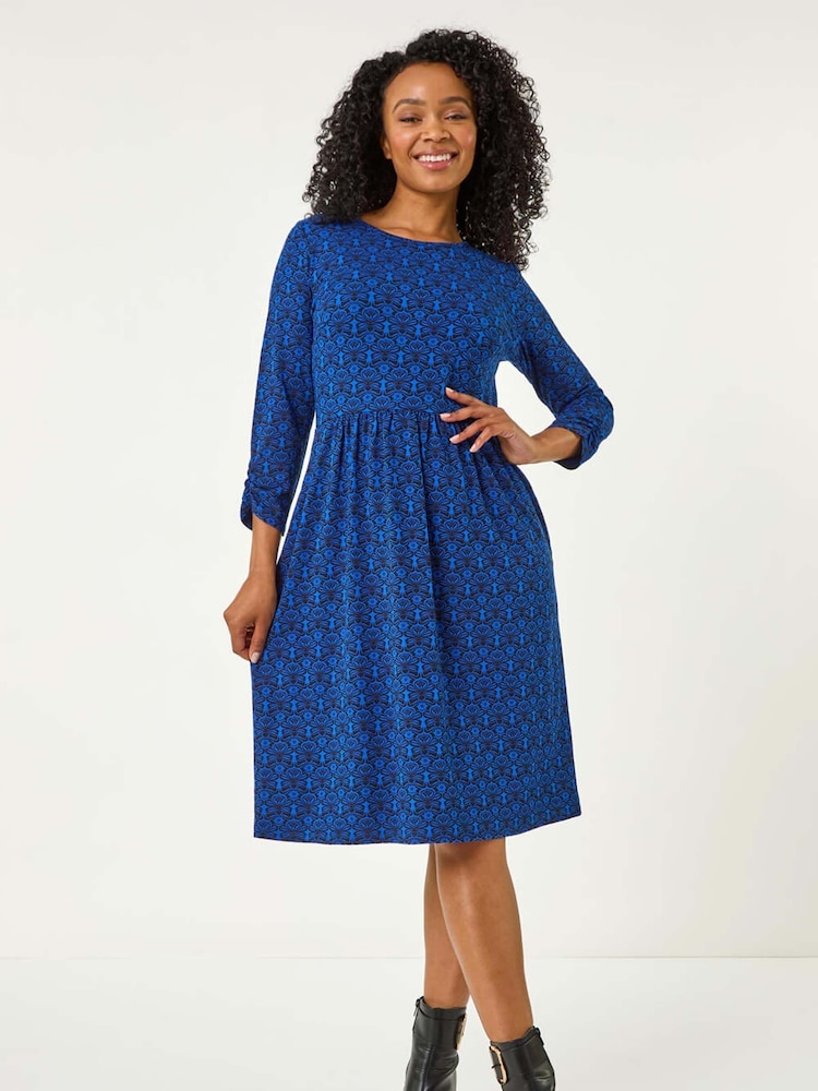 Roman Blue Petite Paisley Print Pocket Dress - Image 2 of 5