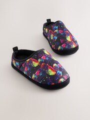 Black Multicoloured Gamer Warm Lined Slipper Mules - Image 1 of 5