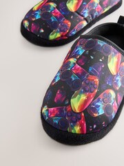 Black Multicoloured Gamer Warm Lined Slipper Mules - Image 3 of 5