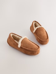 Tan Brown Cosy Moccasin Slippers - Image 1 of 6