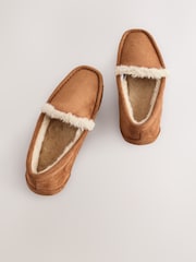 Tan Brown Cosy Moccasin Slippers - Image 3 of 6