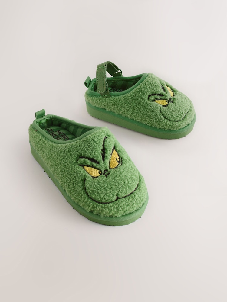 Green Grinch Borg Slipper Mules - Image 1 of 6 Green Grinch Borg Slipper Mules - Image 1 of 6