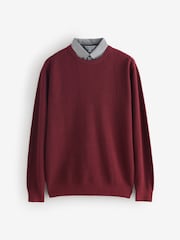 Бургундский - Джемпер с рубашкой-обманкой - Изображение 1 1