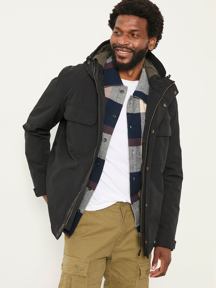 FatFace Truro Black Hooded Waterproof Jacket - Image 1 of 5 FatFace Truro Black Hooded Waterproof Jacket - Image 1 of 5