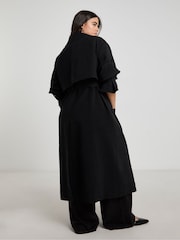 Simply Be Black Draped Trench Coat - Image 2 of 4