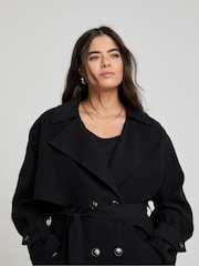 Simply Be Black Draped Trench Coat - Image 4 of 4