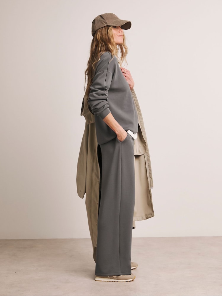 JD Williams Grey Purple Wide Leg Joggers - Image 4 of 4