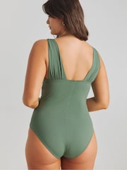 Simply Be Olive Green Magisculpt Lose Up To An Inch Swimsuit - Image 2 of 4