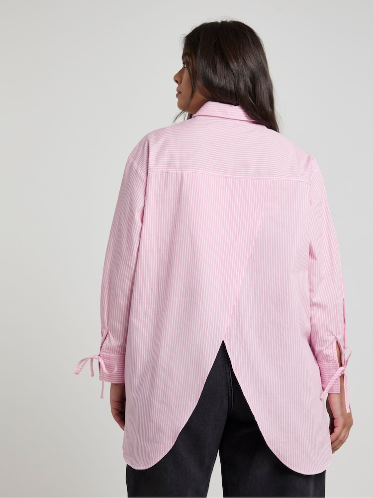 Simply Be Pink Oversized Open Back 100% Cotton Shirt - Image 2 of 4