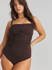 Simply Be Brown Magisculpt Bandeau Swimsuit - Image 3 of 4