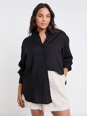 Simply Be Black Relaxed Linen Shirt - Image 1 of 4