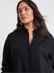 Simply Be Black Relaxed Linen Shirt - Image 3 of 4