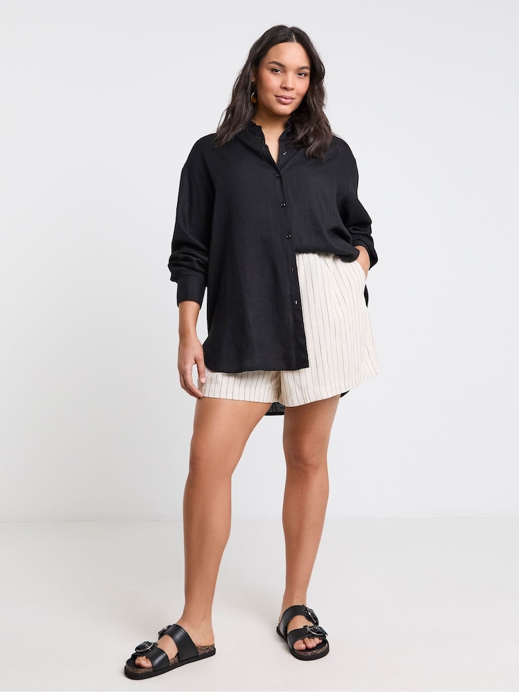 Simply Be Black Relaxed Linen Shirt - Image 4 of 4