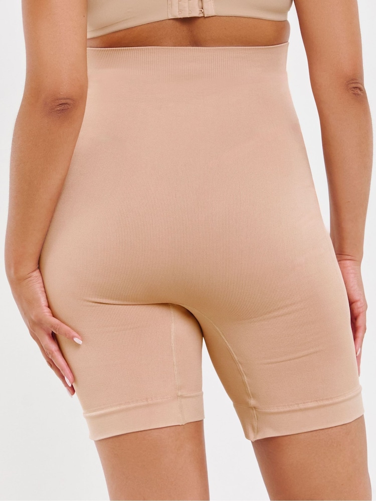 Simply Be Black/ Nude Seamfree Thigh Shaper Medium Control Briefs 2 Pack - Image 2 of 8
