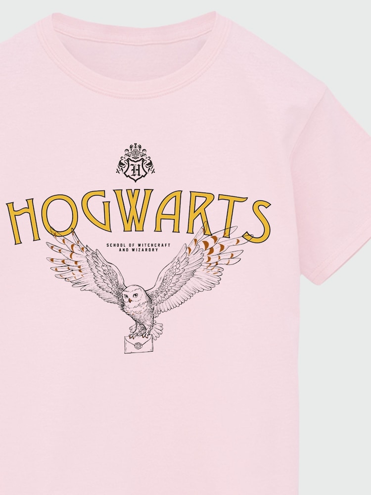 Brands In Pink Girls Harry Potter Hogwarts Owl 100% Cotton T-Shirt - Image 4 of 4