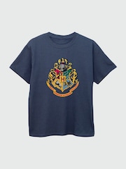 Brands In Blue Boys Harry Potter Hogwarts Crest 100% Cotton T-Shirt - Image 3 of 4