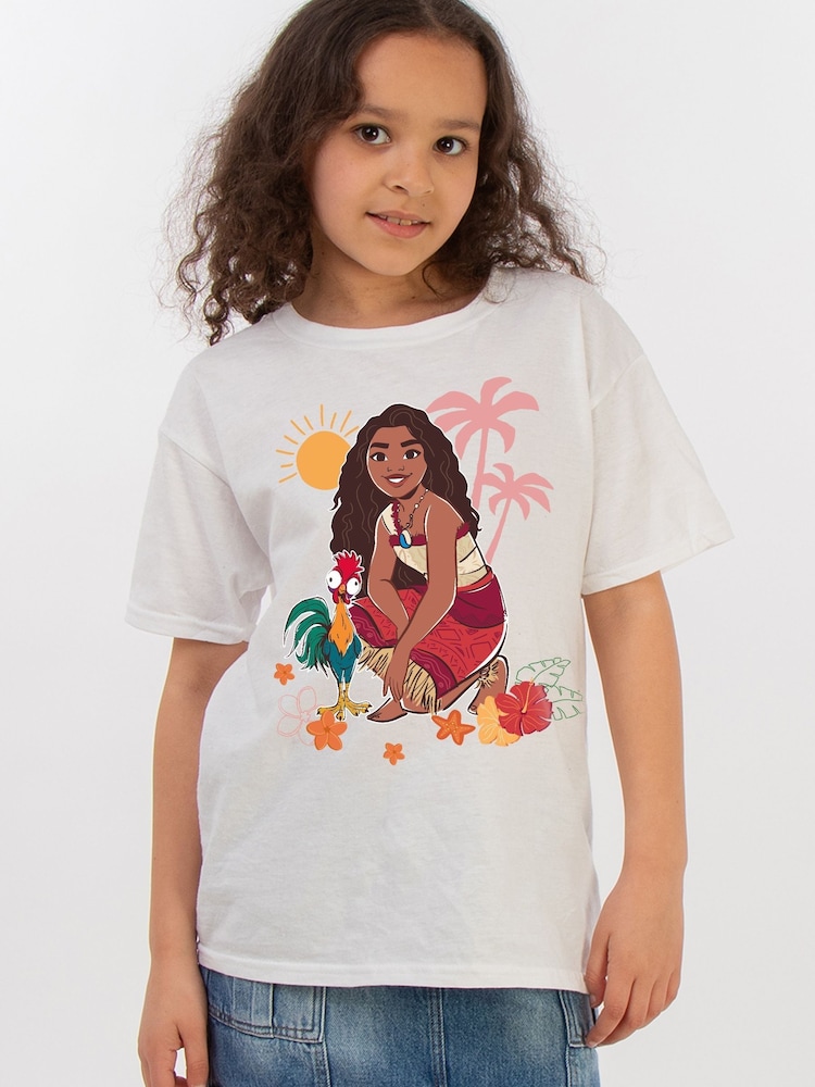 Brands In White Girls Moana Sunrise 100% Cotton T-Shirt - Image 1 of 4