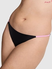 Victoria's Secret PINK Black Cheeky Braided Bikini Bottoms - Image 1 of 2