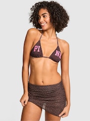 Victoria's Secret PINK Brown Leopard Cheeky Bikini Bottom with Skirt - Image 1 of 2