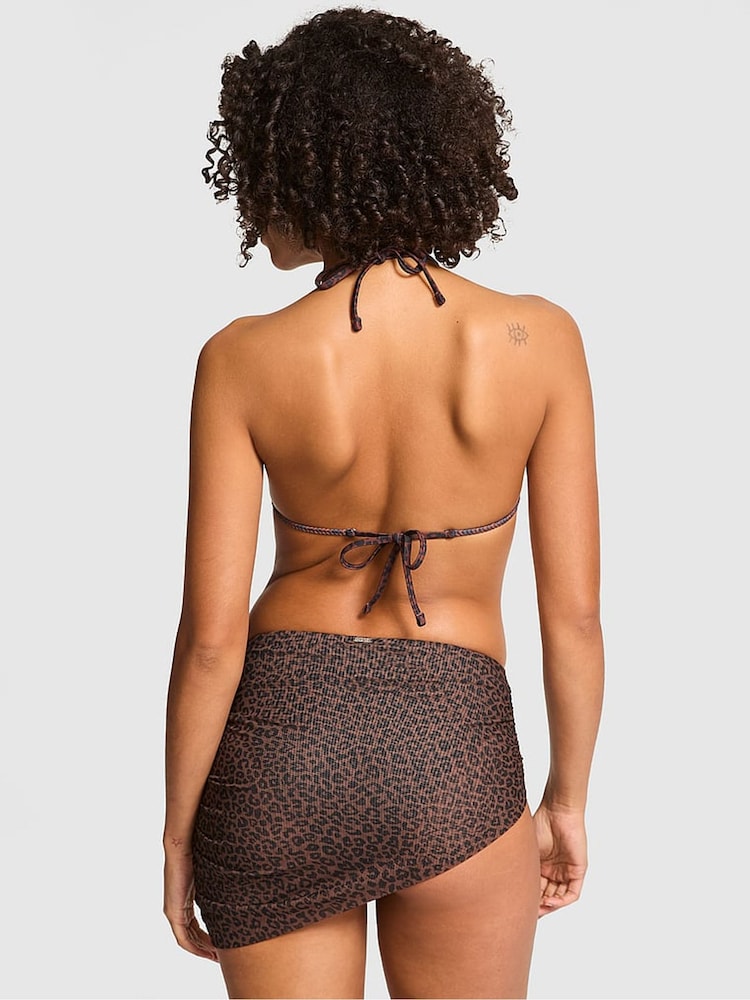 Victoria's Secret PINK Brown Leopard Cheeky Bikini Bottom with Skirt - Image 2 of 2