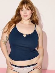 Victoria's Secret PINK Noir Navy Blue Keyhole PJ Cami Top - Image 3 of 4