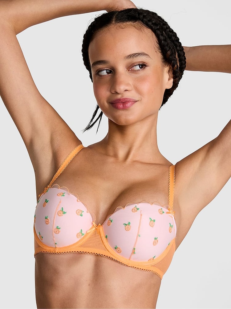 Victoria's Secret PINK Vitamin C Orange Lightly Lined Balcony Embroidery Bra - Image 1 of 2
