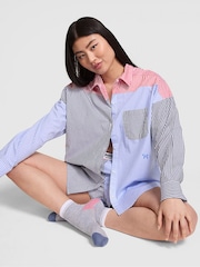 Victoria's Secret PINK Red and Blue Stripe Oversized Pyjama Shirt - Image 1 of 3