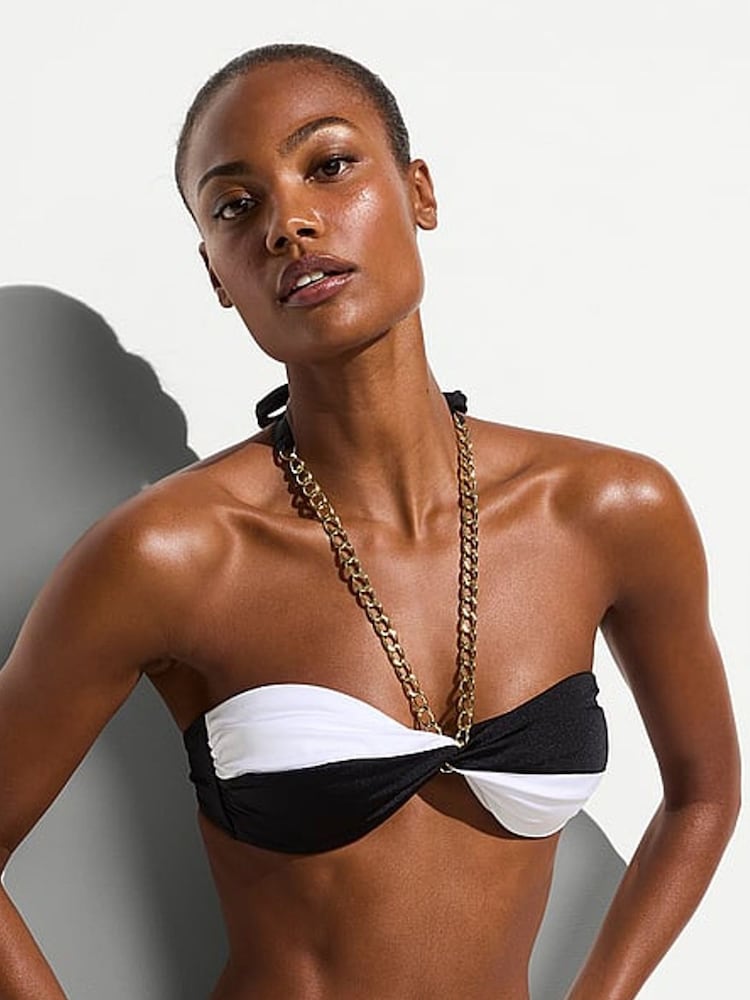 Victoria's Secret White & Black Bandeau Chain Bikini Top - Image 1 of 3
