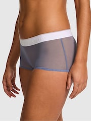 Victoria's Secret PINK Dusty Iris Blue Short Logo Mesh Knickers - Image 1 of 3