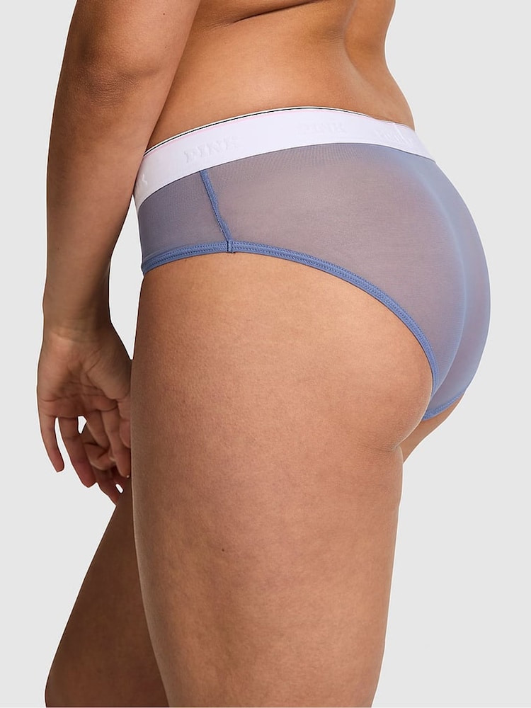 Victoria's Secret PINK Dusty Iris Blue Hipster Logo Mesh Knickers - Image 2 of 2
