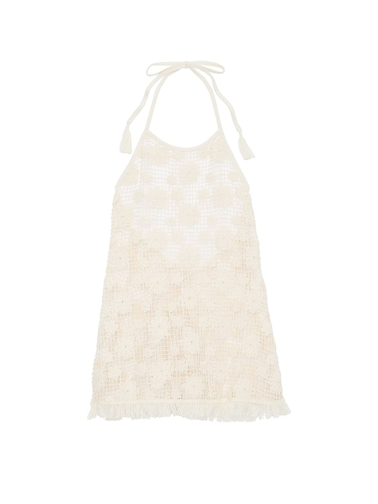 Victoria's Secret PINK White Shell Halter Neck Coverup Dress - Image 3 of 3