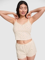 Victoria's Secret PINK White Shell Strawberries Pointelle PJ Cami Top - Image 1 of 2